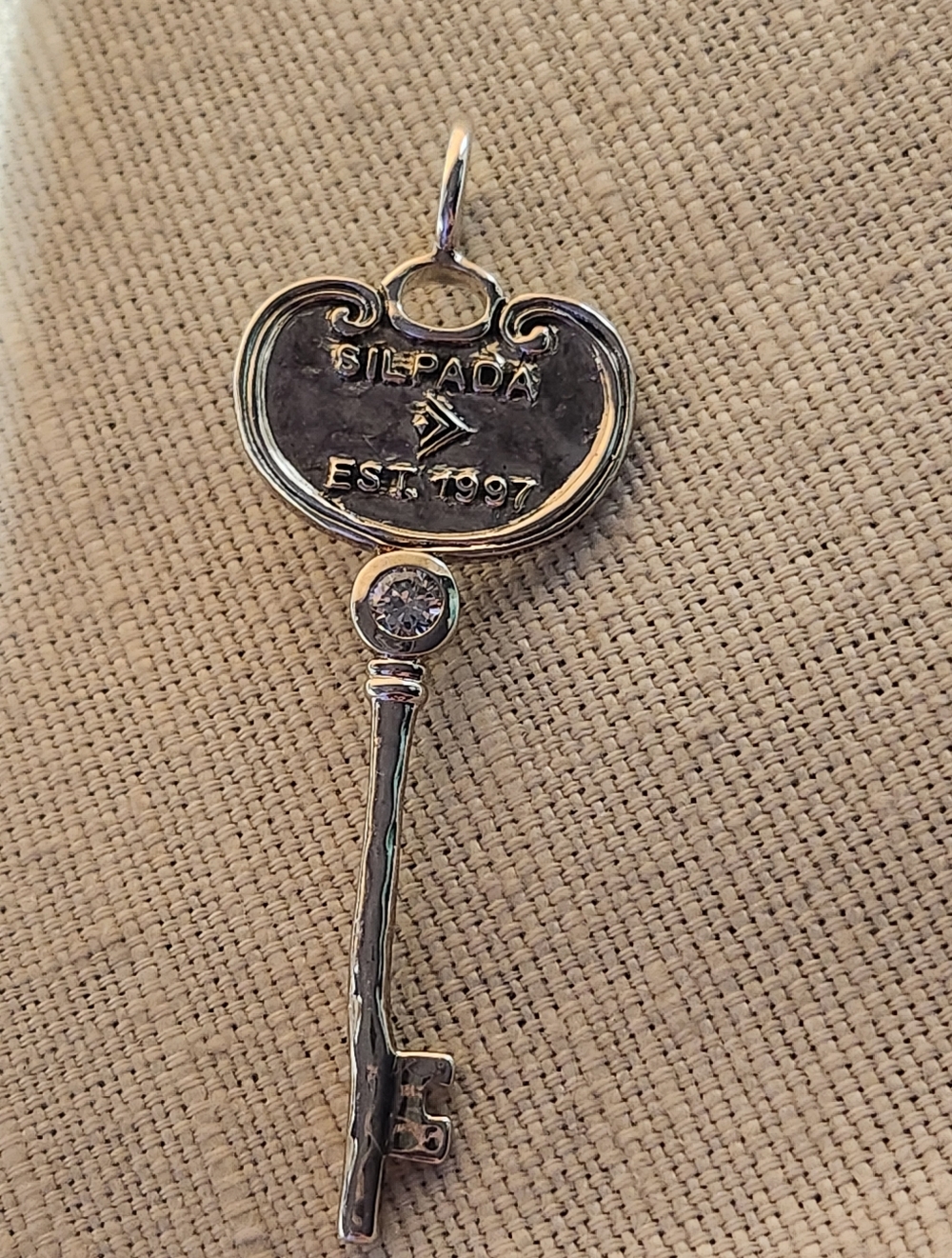 Silpada Silver Key Pendant with Clear Accent